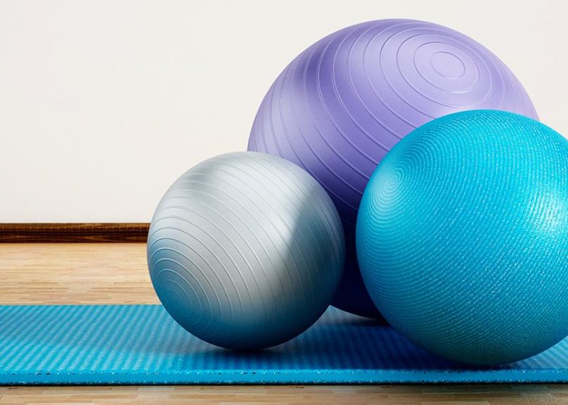 Gym balls and gym mats in the rehabilitation room.