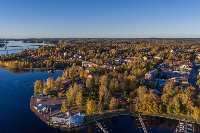 Ilmakuvaa Heinolan kaupungista kesällä
