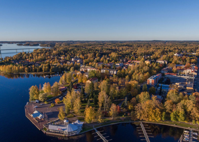 Ilmakuvaa Heinolan kaupungista kesällä