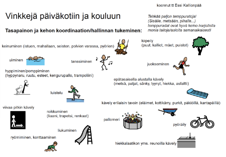 Tasapainon ja kehon koordinaation tukeminen