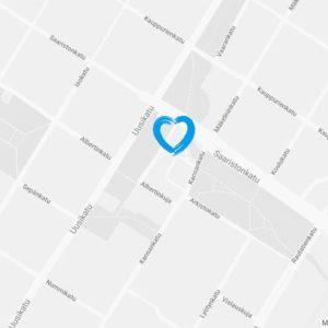 Google maps karttakuva Coronaria hammasklinikka Oulun Sammakkotalon toimipisteen sijainnista.