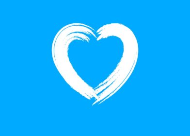 Coronarian sydän valkoisena ja sinisellä taustalla.